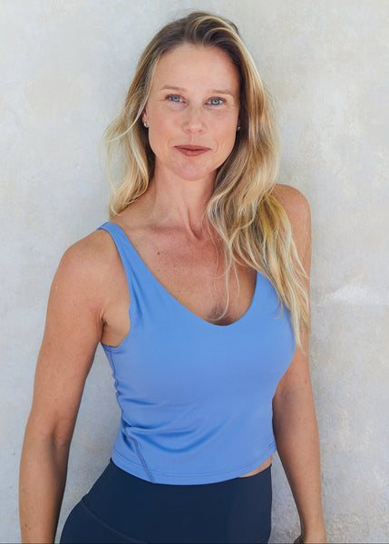 Strive Open Back Tank Bra Blue