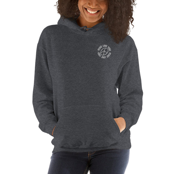 Peace Love Yoga - Embroidered Unisex Cotton Hoodie