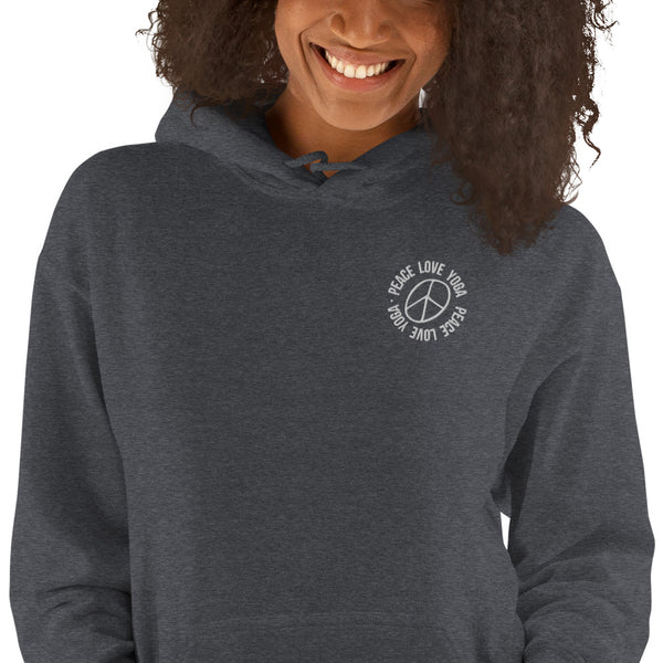 Peace Love Yoga - Embroidered Unisex Cotton Hoodie