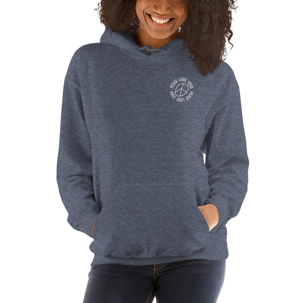 Peace Love Yoga - Embroidered Unisex Cotton Hoodie