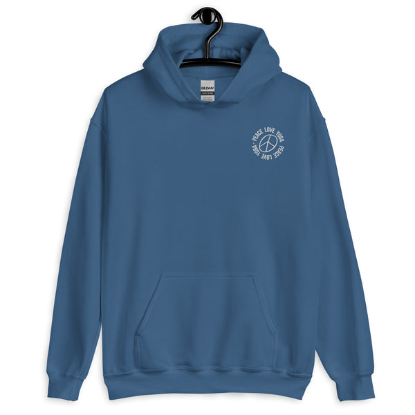 Peace Love Yoga - Embroidered Unisex Cotton Hoodie