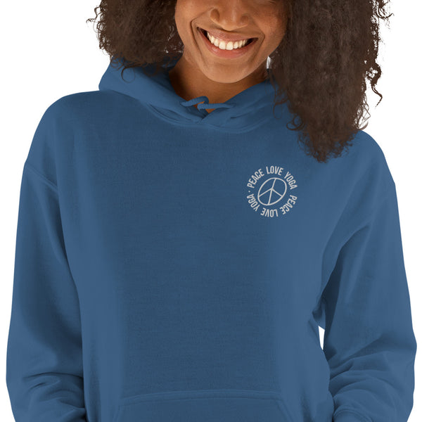 Peace Love Yoga - Embroidered Unisex Cotton Hoodie