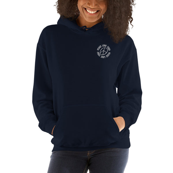 Peace Love Yoga - Embroidered Unisex Cotton Hoodie